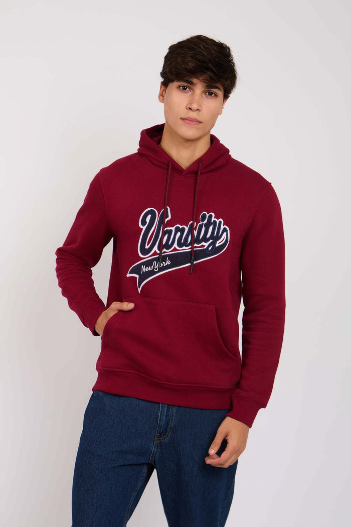 Men Regular Fit Front Printed Sweat Shirt Red