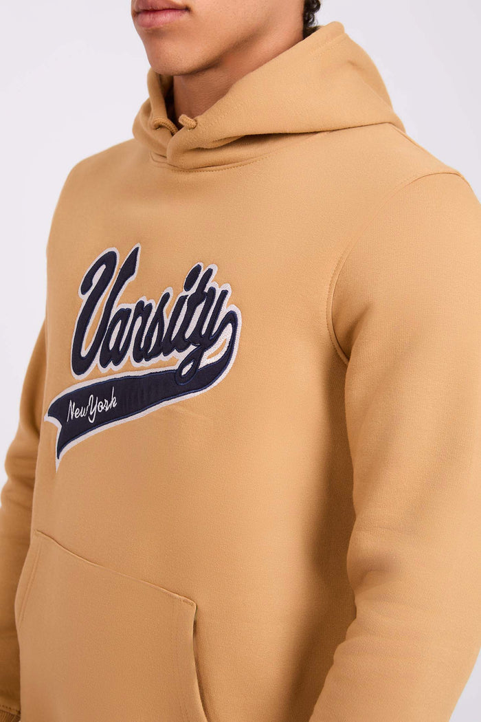 Men Sweat Shirt Regular Fit Front Printed Brown