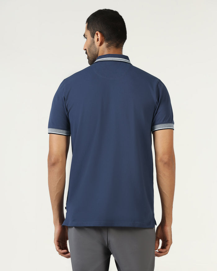 Mid Blue Solid Polo - Taurus