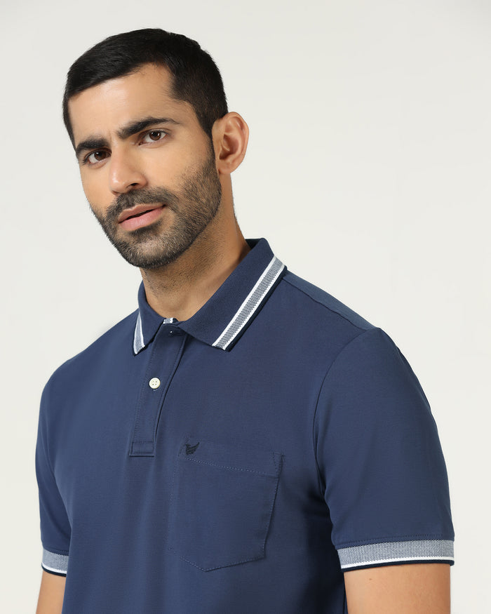 Mid Blue Solid Polo - Taurus