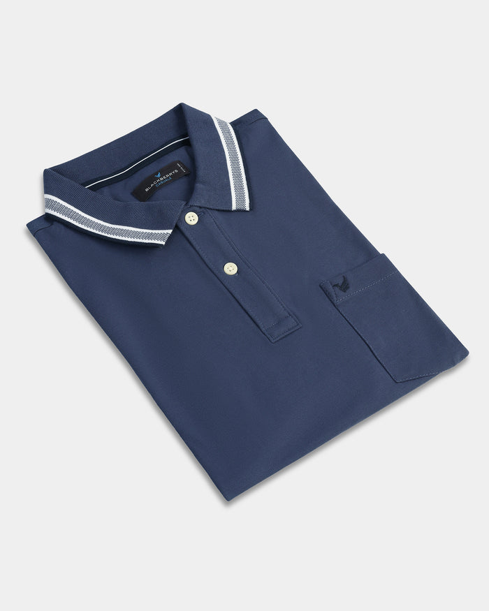 Mid Blue Solid Polo - Taurus