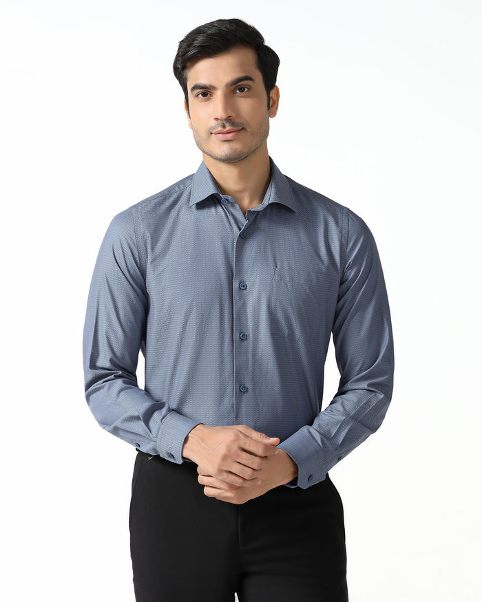 Mid Blue Textured Shirt - Zander