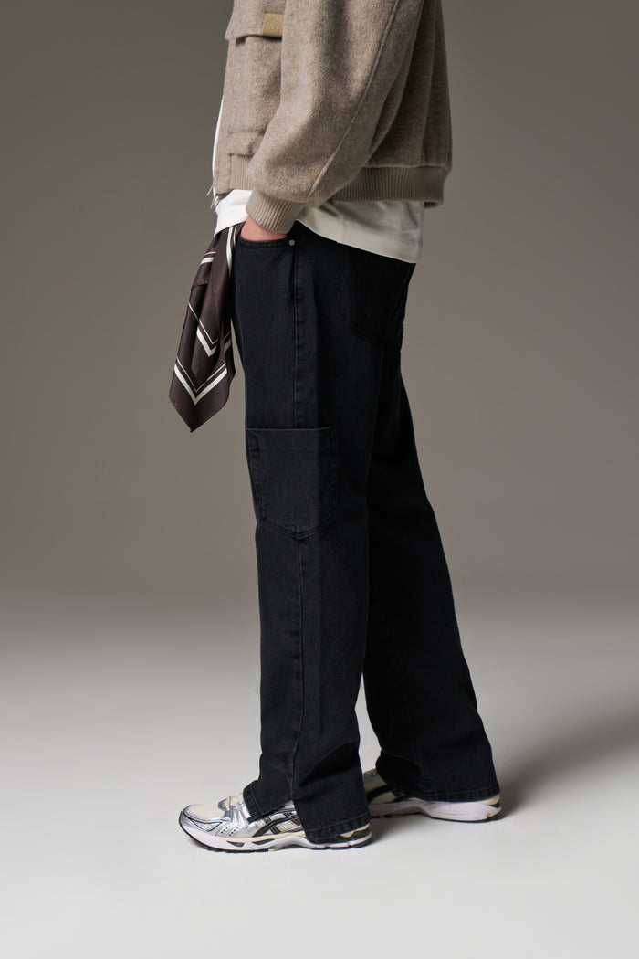 MULTI POCKET WASHED JEAN - BLACK WASH