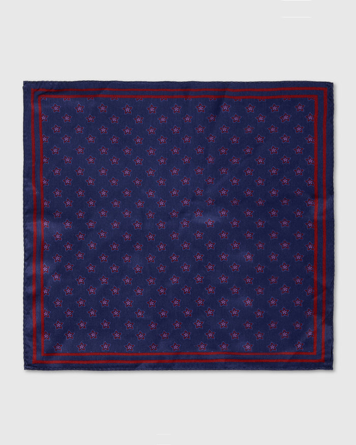 Navy Printed Pocket Square - Winifred
