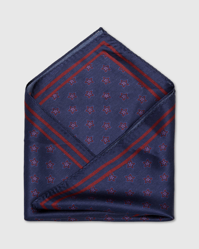 Navy Printed Pocket Square - Winifred