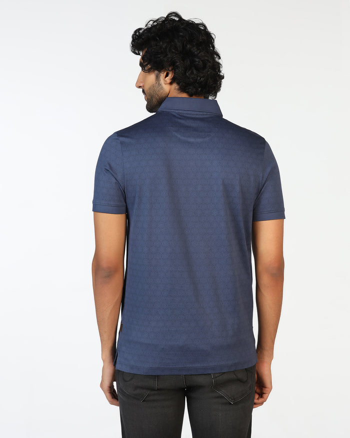 Navy Printed Polo - Peter