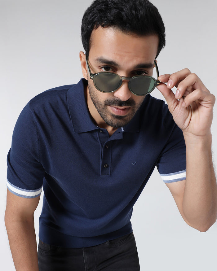 Navy Solid Polo - Akio