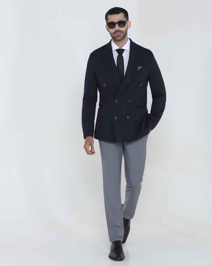 Navy Textured Blazer - Denzel