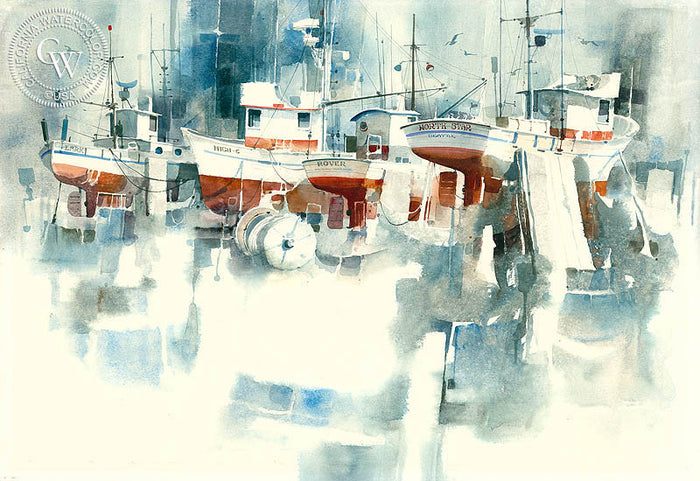 North Star with Friends, watercolor painting by Ritchie A. Benson (American art). Original painting and fine art giclée reproduction by California Watercolor for wall decor.