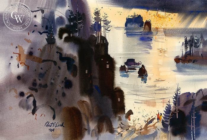 Northwest Mood, 1964, watercolor painting by Robert E. Wood (American art). Original painting and fine art giclée reproduction by California Watercolor for wall decor.