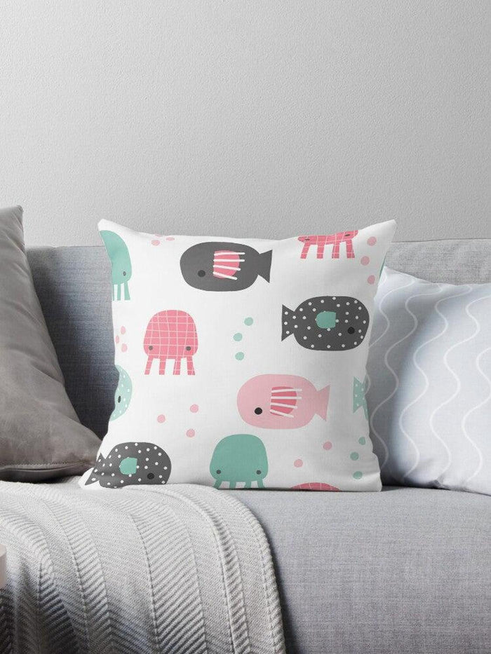 Girls Throw Pillow Ocean Fish, Girls Bedding, Girls Nursery Decor and Accessories, Made in the USA | Pippa + June