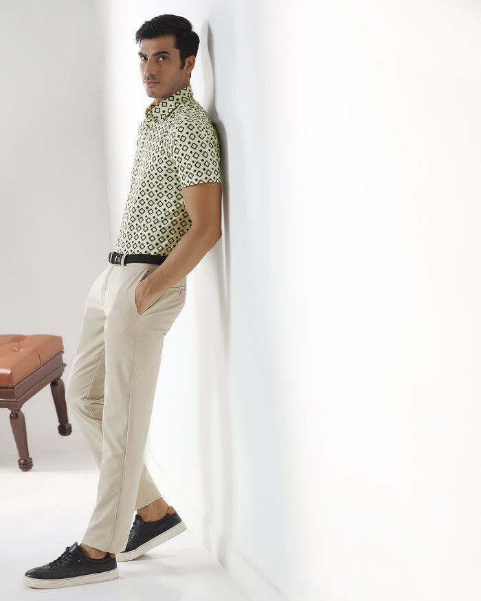 Off White Half Sleeve TechPro Printed Shirt - Ronnel