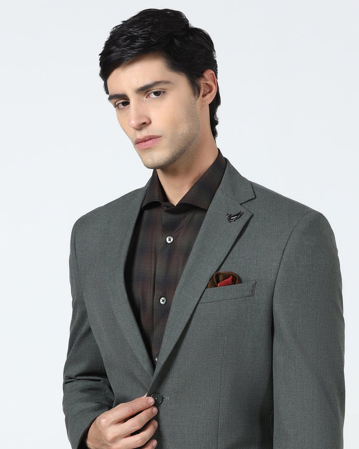 Olive Two Piece Solid Suit - Hedra