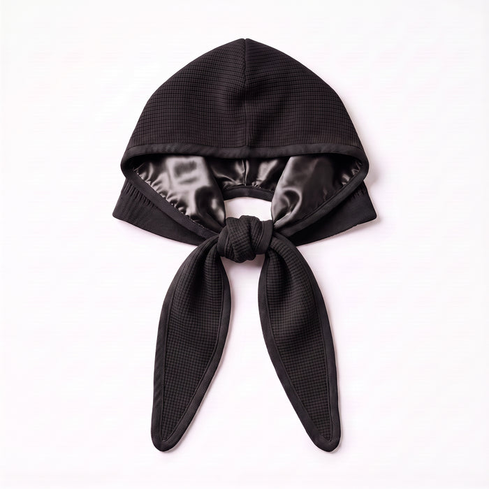 Only Curls Black Satin-Lined Hooded Scarf - Only Curls