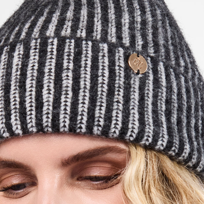 Only Curls Monochrome Stripe Satin-Lined Beanie - Only Curls