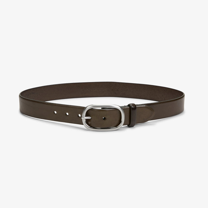 packshot image of the oval buckle belt in olive | Lead