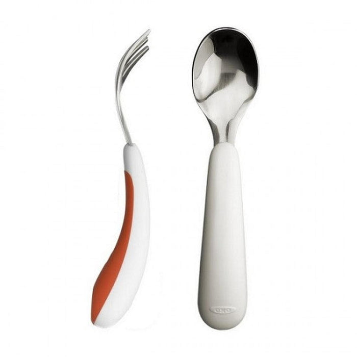 OXO Fork and Spoon Set Orange, Toddler Cutlery Set | Pippa + June