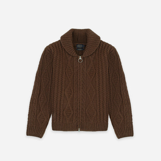 Pendleton Hoop Zip Cardigan - Brown