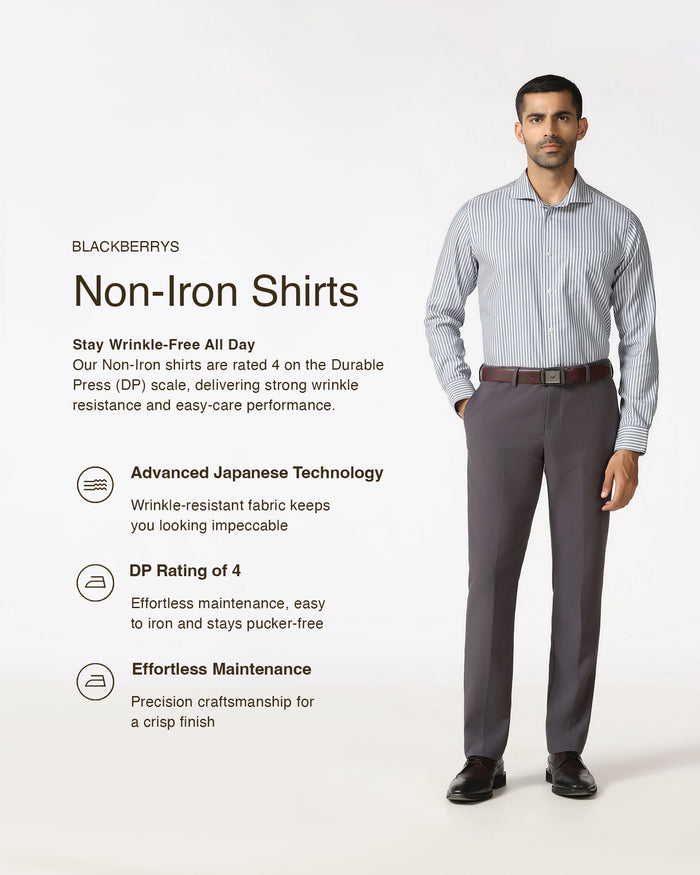 Petrol Blue Non Iron Stripe Shirt - Radius