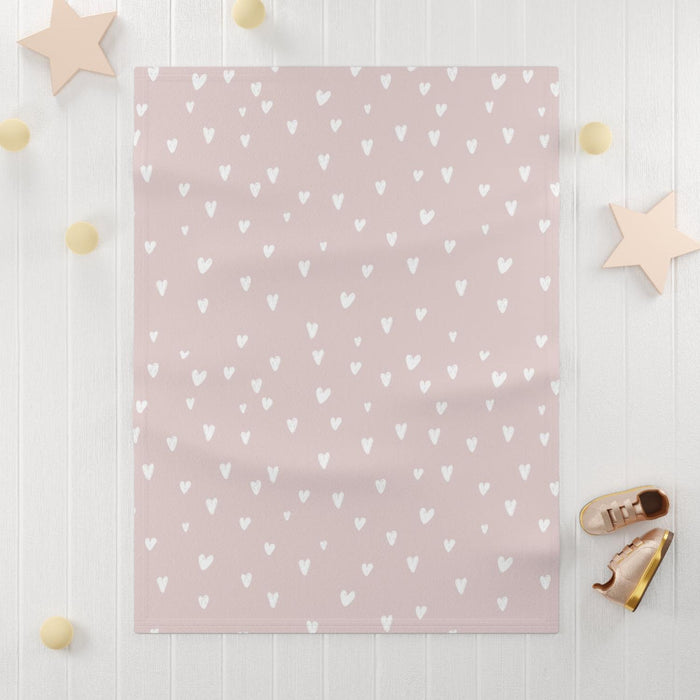 Girls Baby Blankets Pink Hearts, Nursery Bedding, Modern Nursery, Baby Bedding | Pippa + June