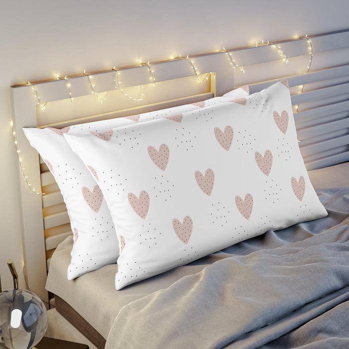 Girl Pillow Sham Pink Hearts, Baby Girl Nursery Bedding | Pippa + June