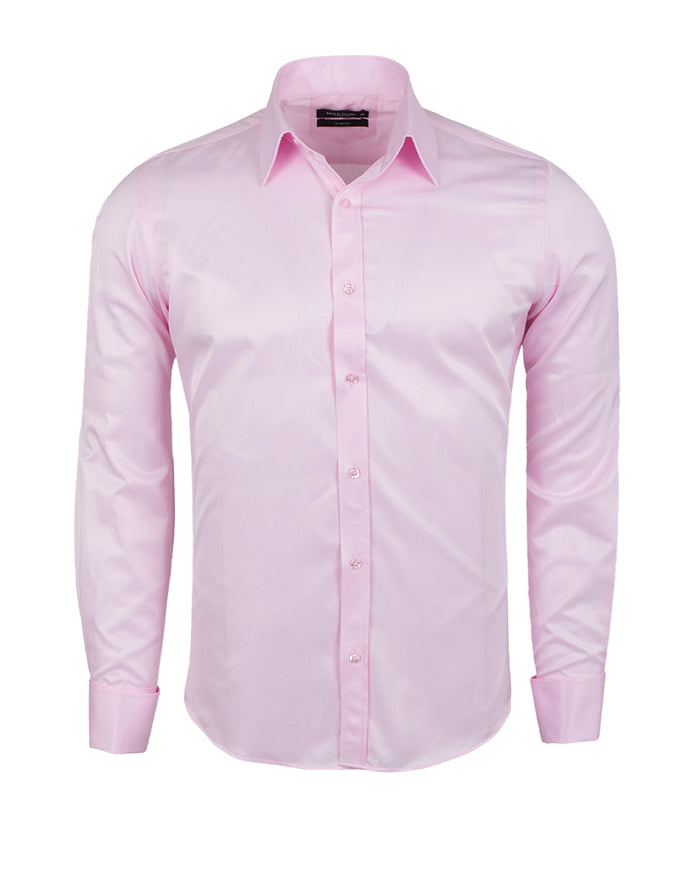 Pink Plain Double Cuff Shirt-Makrom