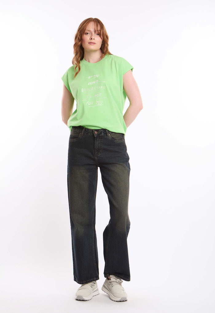 Printed Cap Sleeves Relaxed Fit Tee