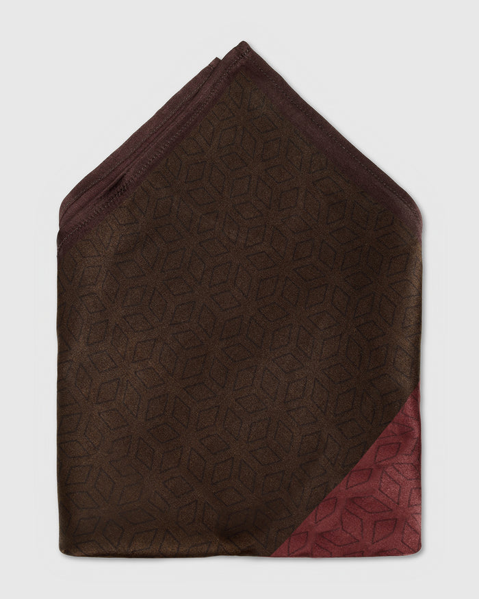 Red Printed 100% Silk Pocket Square - Wei