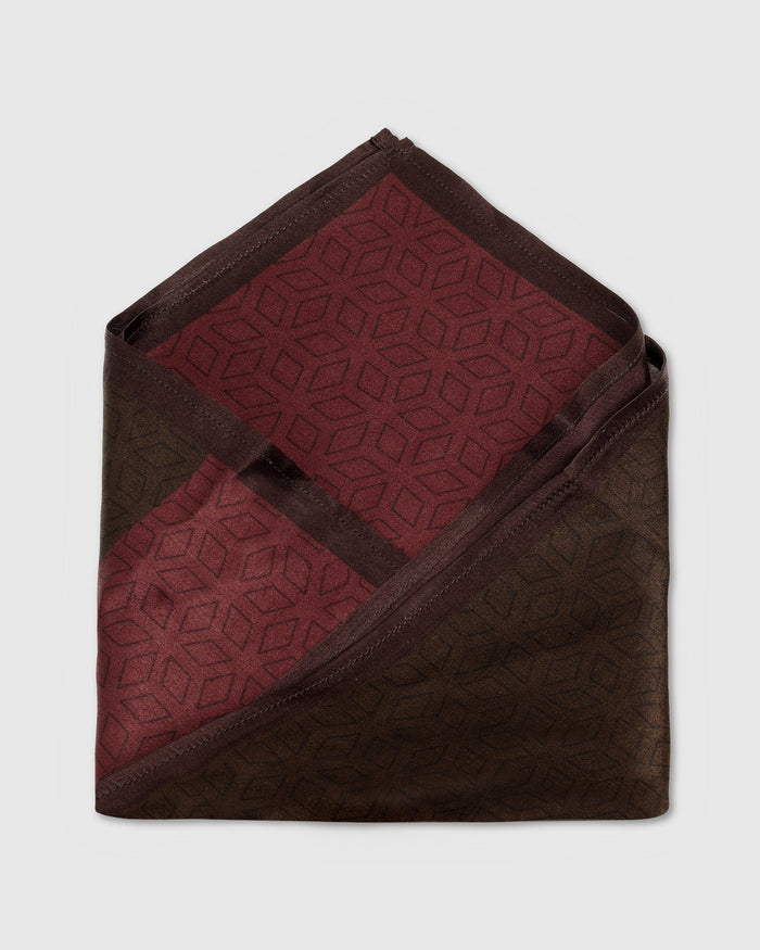 Red Printed 100% Silk Pocket Square - Wei