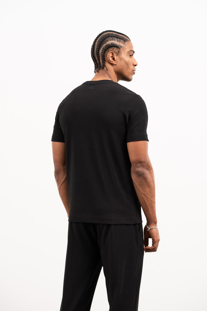 RIB TEXTURED T-SHIRT - BLACK