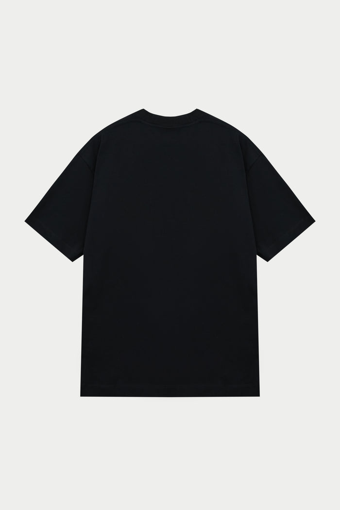 SCRIPT EMBROIDERED T-SHIRT - BLACK