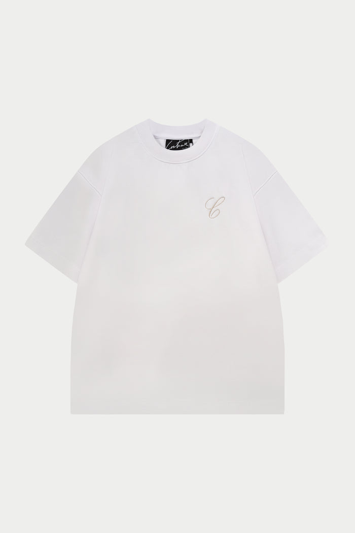 SCRIPT EMBROIDERED T-SHIRT - WHITE