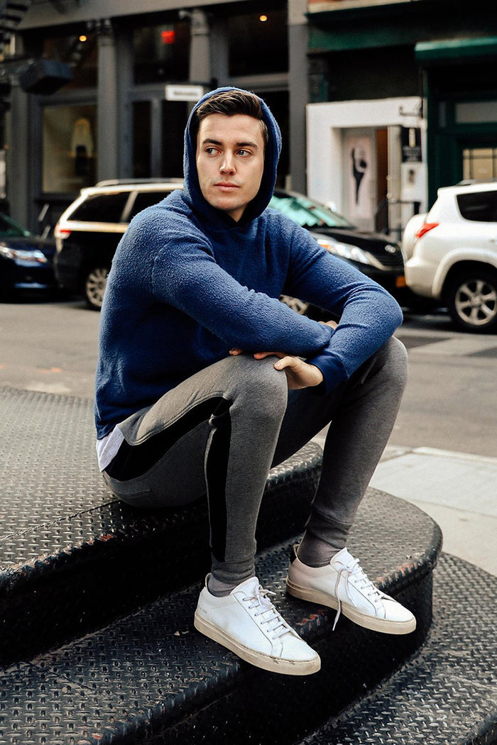 Sherpa Drop Shoulder Hoodie - Blue