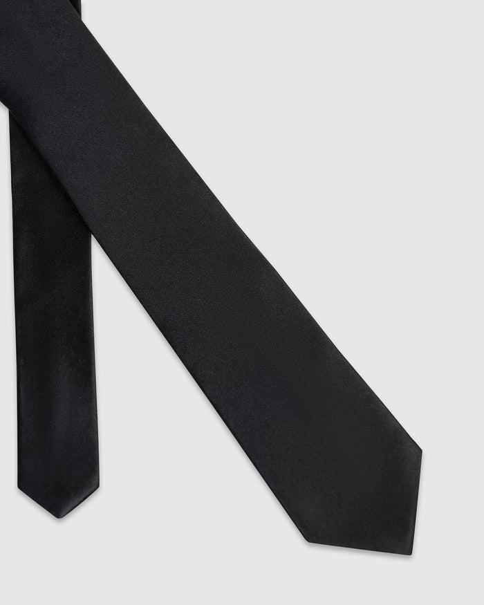 Silk Black Solid Tie - Boss