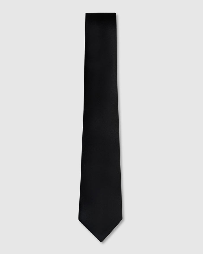 Silk Black Solid Tie - Boss