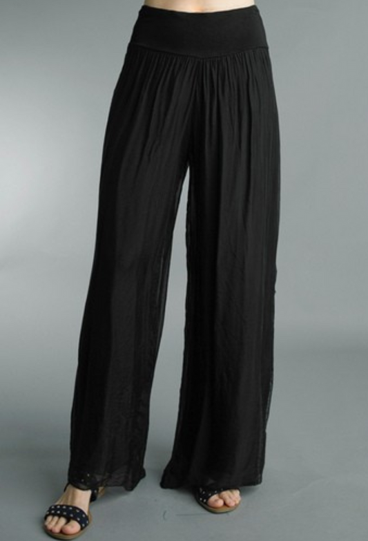 Silk Slit Pants