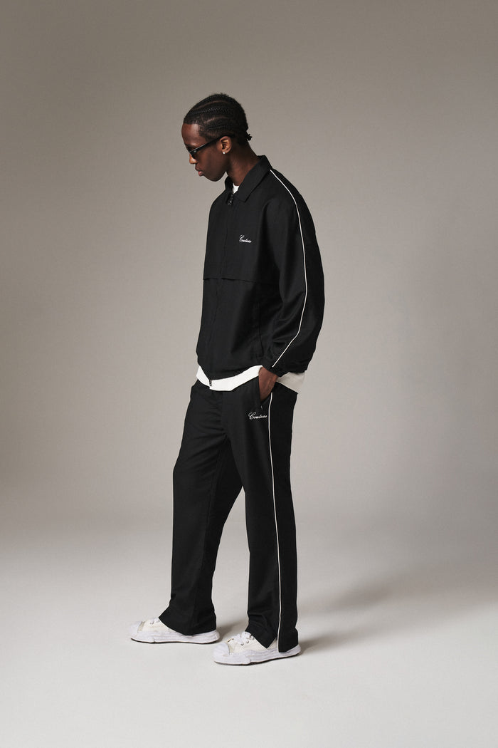 SMART PIPED TRACK JACKET - BLACK