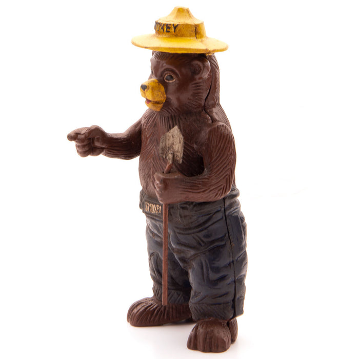 Smokey Bear Cast Iron in the classic â€œonly YOU can prevent forest firesâ€ finger-pointing pose, hand painted antiqued finish