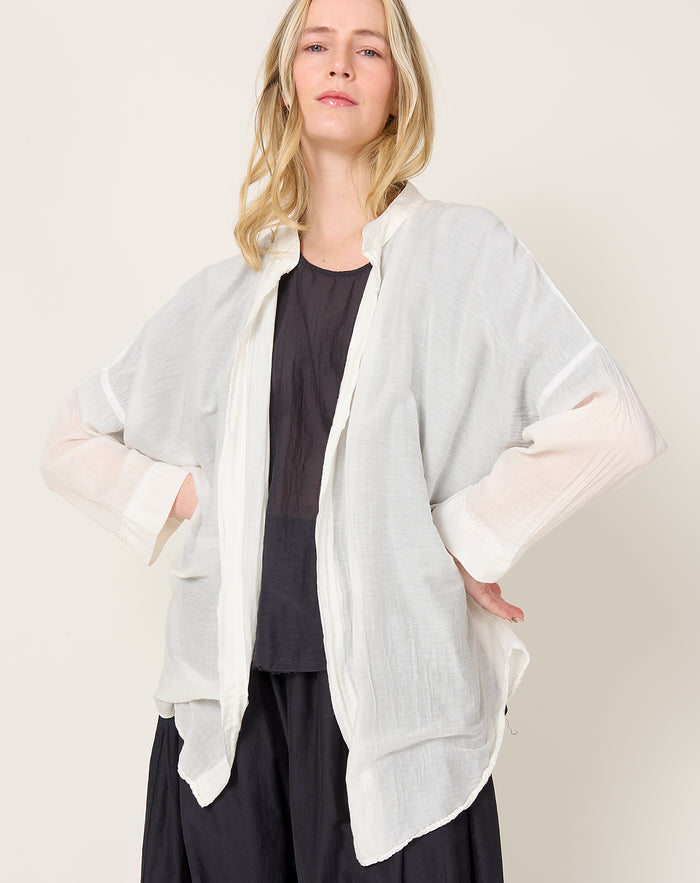 Black Crane Square Shirt in White