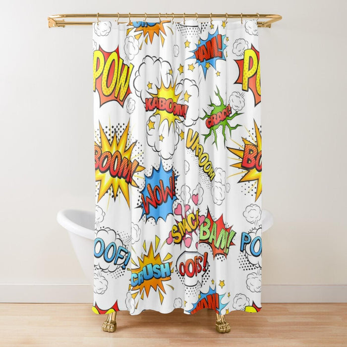 Boys Shower Curtain Comic Book Superhero, Boys Bathroom Decor, Boys Decor | Pippa + June