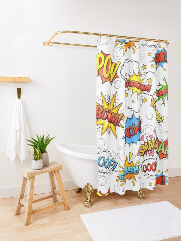 Boys Shower Curtain Comic Book Superhero, Boys Bathroom Decor, Boys Decor | Pippa + June