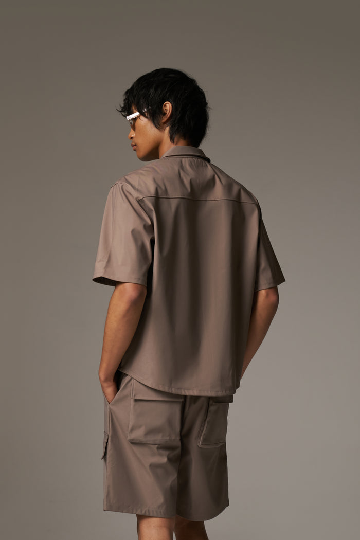TECHNICAL HEAVYWEIGHT ZIP OVERSHIRT - COFFEE