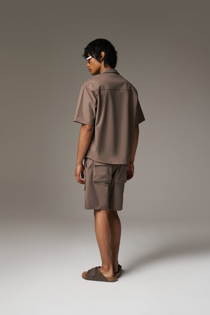 TECHNICAL HEAVYWEIGHT ZIP OVERSHIRT - COFFEE
