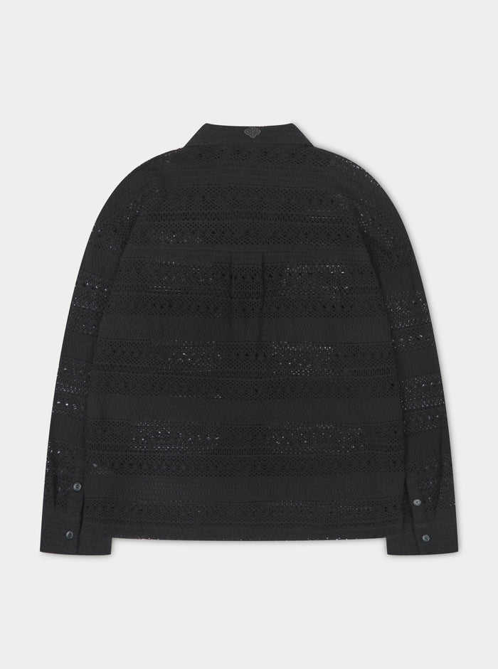 TEXTURED CROCHET SHIRT - BLACK