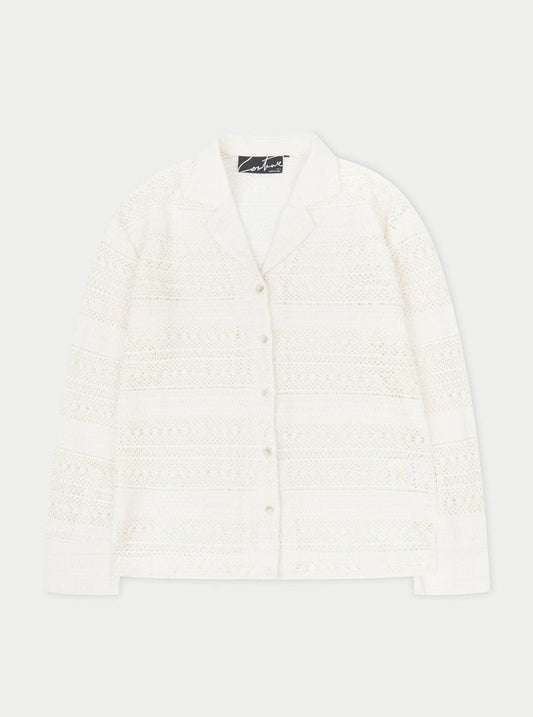 TEXTURED CROCHET SHIRT - OFF WHITE