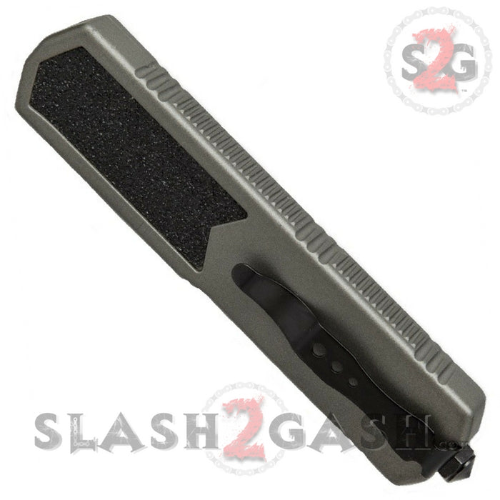 Titan OTF Automatic Knife Dual Action GREY Tactical Double Edge Dagger Plain