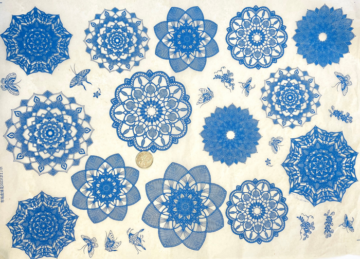 UNDERGLAZE DECAL TRANSFER  - BLUE MANDALAS