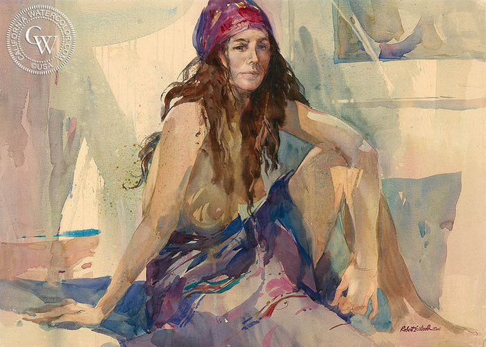 Untitled Nude, watercolor painting by Robert E. Wood (American art). Fine art giclée print reproduction by California Watercolor for wall decor.