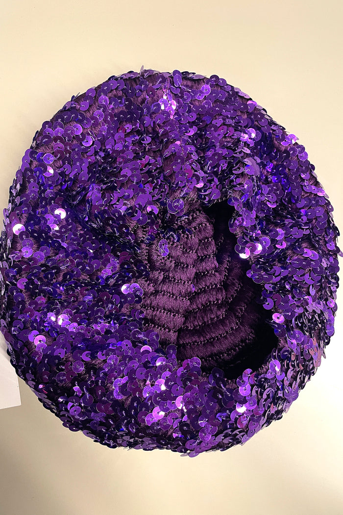 Vintage Purple Sequined Beret image 2
