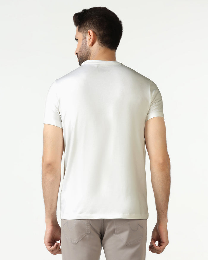 White Crew Neck Solid T-Shirt - Fly